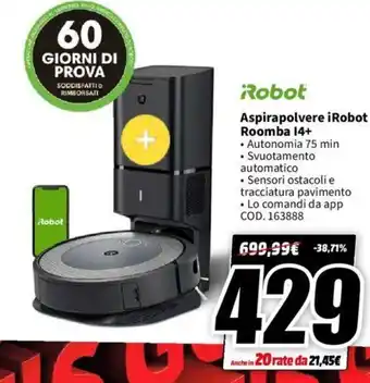 MediaWorld Robot Aspirapolvere iRobot Roomba 14+ offerta