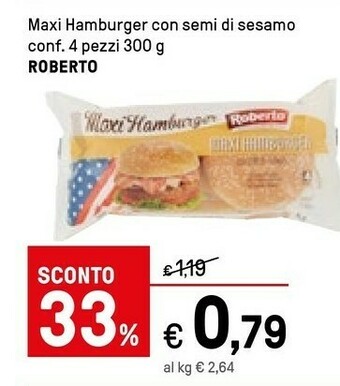Iper La Grande Roberto Maxi Hamburger Con Semi Di Sesamo offerta