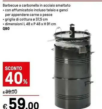 Iper La Grande Qbo Barbecue A Carbonella In Acciaio Smaltato offerta