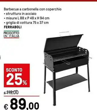 Iper La Grande Ferraboli Barbecue A Carbonella Con Coperchio offerta