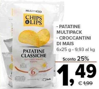 Todis PATATINE MULTIPACK 6x25 g offerta