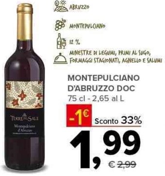 Todis MONTEPULCIANO D'ABRUZZO DOC 75 cl offerta
