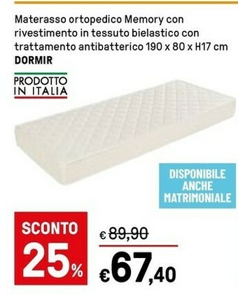 Iper La Grande Dormir Materasso Ortopedico Memory offerta