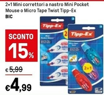 Iper La Grande Bic Mini Correttori A Nastro Mini Pocket Mouse/ Micro Tape offerta