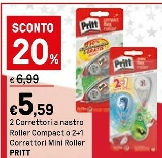 Pritt Correttore Roller Compact 4.2 Mm 2 Pezzi
