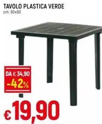 Galassia TAVOLO PLASTICA VERDE cm. 80x80 offerta