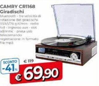 CAMRY CR1168 Giradischi