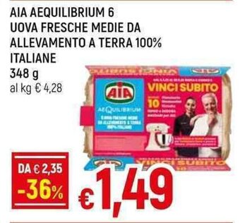 Galassia AIA AEQUILIBRIUM 6 UOVA FRESCHE MEDIE DA ALLEVAMENTO A TERRA 100% ITALIANE 348 g offerta