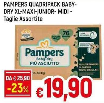 Galassia PAMPERS QUADRIPACK BABY-DRY XL-MAXI-JUNIOR- MIDI - Taglie Assortite offerta