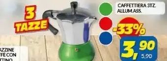 Risparmio Casa Caffettiera 3 Tazze Alluminio offerta
