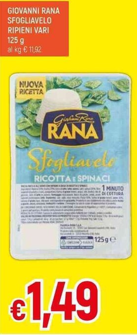 Galassia GIOVANNI RANA SFOGLIAVELO RIPIENI VARI 125 g offerta