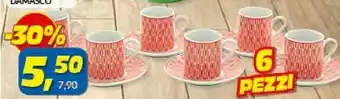 Risparmio Casa 6 Tazzine Caffe Con Piattino Damasco offerta