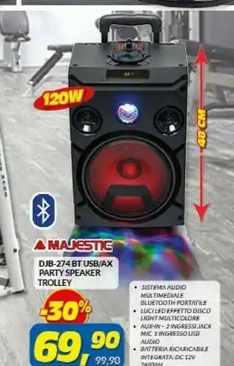 Risparmio Casa Majestic DJB-274 BT Party Speaker Trolley offerta