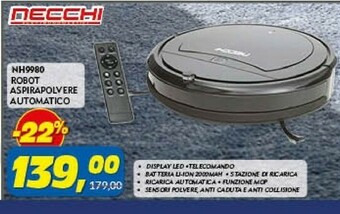 Risparmio Casa Necchi Nh9980 Robot Aspirapolvere Automatico offerta