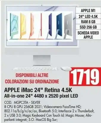 Apple IMac 24" Con Display Retina 4.5K (Chip M1 Con GPU 7-core, 256GB SSD) - Rosa (2021)