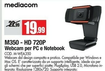 Vobis Mediacom M250 Webcam 640 X 480 Pixel USB 2.0 Nero, Argento offerta