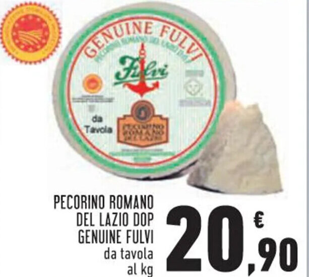 PECORINO ROMANO DEL LAZIO DOP GENUINE FULVI offerta di Conad Margherita