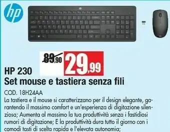 Vobis HP Set Mouse E Tastiera Senza Fili Cod 18h24aa offerta