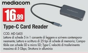 Vobis Mediacom Type-c Card Reader Cod. Md-s405 offerta