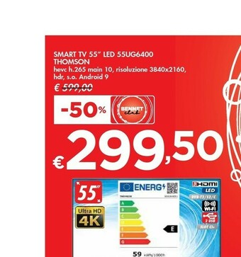Bennet Thomson 55UG6400 TV 139,7 Cm (55") 4K Ultra HD Smart TV Wi-Fi Nero offerta