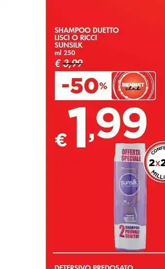 Bennet Sunsilk Shampoo Duetto Lisci O Ricci offerta