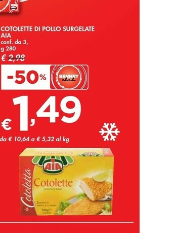 Bennet Aia Cotolette Di Pollo Surgelate offerta