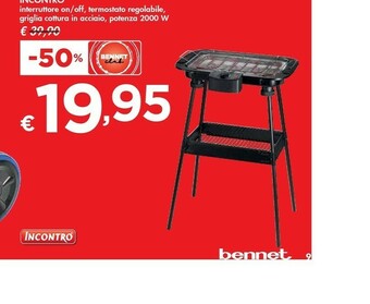 Bennet Incontro Barbecue Elettrico Con Stand offerta
