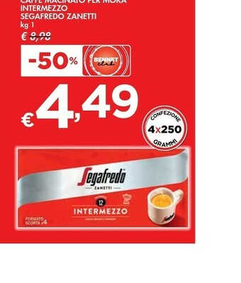Bennet Segafredo Caffe Macinato Per Moka Intermezzo Zanetti offerta
