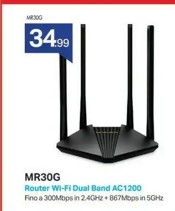 Vobis Mercusys MR30G Router Wireless Gigabit Ethernet Dual-band (2.4 GHz/5 GHz) Nero offerta