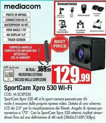 Vobis Mediacom Xpro 530 Wi-Fi Fotocamera Per Sport D'azione offerta