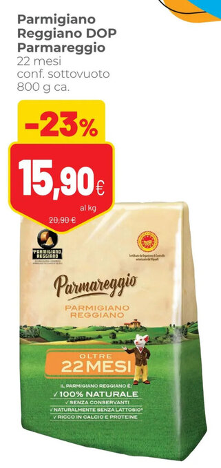 Coop Parmigiano Reggiano DOP Parmareggio 22 mesi conf. sottovuoto 800 g ca. offerta