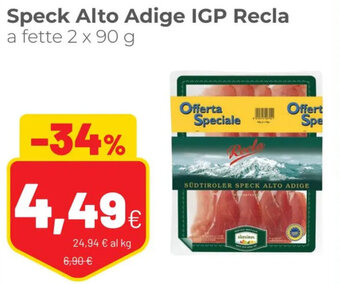 Coop Speck Alto Adige IGP Recla a fette 2 x 90 g offerta