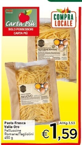 Crai Valle oro pasta fresca offerta