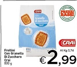 Crai Crai frollini con granella di zucchero offerta