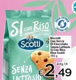 Crai Riso scotti biscotti con gocce di cioccolato senza lattosio si con riso offerta