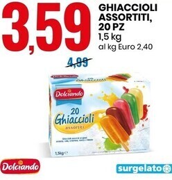 Eurospin Dolciando ghiaccioli assortiti, 20 pz offerta