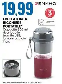 Eurospin Enkho frullatore a bicchiere portatile offerta