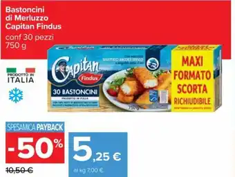 Carrefour Bastoncini di Merluzzo Capitan Findus conf 30 pezzi 750 g offerta