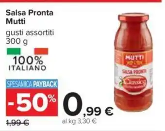 Carrefour Salsa Pronta Mutti gusti assortiti 300 g offerta