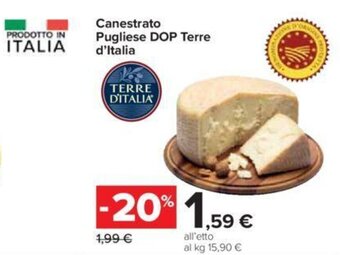 Carrefour Canestrato Pugliese DOP Terre d'Italia offerta