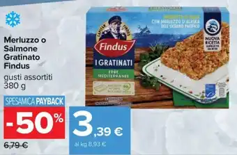 Carrefour Merluzzo o Salmone Gratinato Findus 380 g offerta