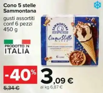 Carrefour Cono 5 stelle Sammontana 450 g offerta