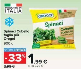 Carrefour Spinaci Cubello foglia più Orogel 900 g offerta