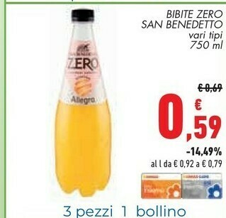 Conad San Benedetto Ginger Zero 750 G(ml) offerta