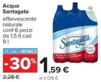 Acqua SantagataAcqua Santagata effervescente naturale conf 6 pezzi da 1,5 It cad conf 6 pezzi da 1,5 It cad