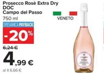 Carrefour Prosecco Rosè Extra Dry DOC Campo del Passo 750 ml offerta