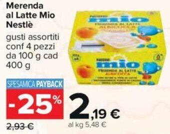 Carrefour Merenda al Latte Mio Nestlè 400 g offerta