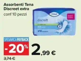Carrefour Assorbenti Tena Discreet extra conf 10 pezzi offerta