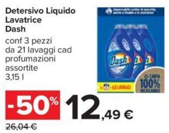 Carrefour Detersivo Liquido Lavatrice Dash 3,15 l offerta