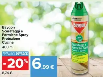 Carrefour Baygon Scarafaggi e Formiche Spray Protezione Cucina 400 ml offerta